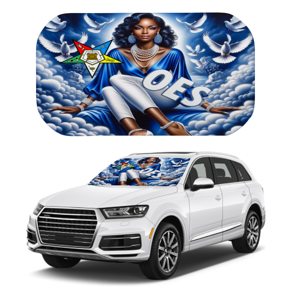 Blue Sky, OES, Sisterhood, Eastern Star, Sorority, Sistar Car Sunshade Umbrella Lightweight and Portable Cover Foldable Auto Protection Accessories