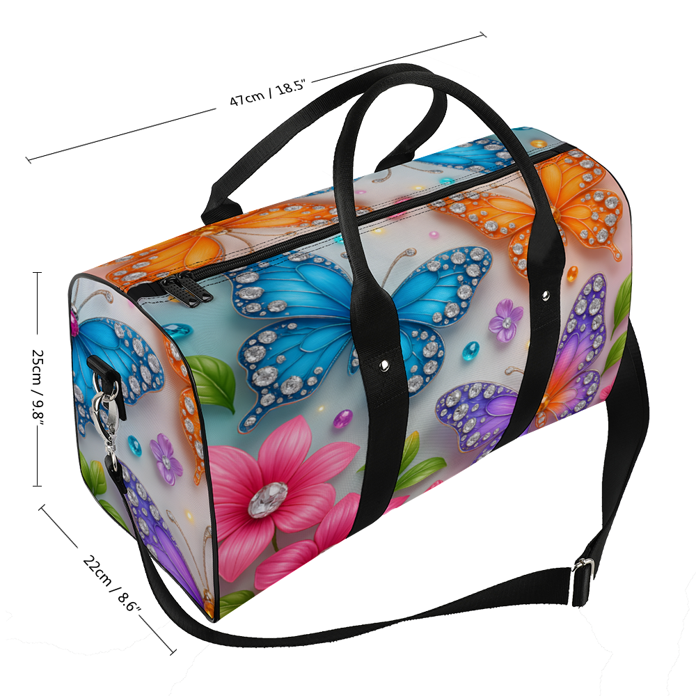 Butterflies Tote Bag – Stylish Travel Luggage with Gemstone Butterfly Design