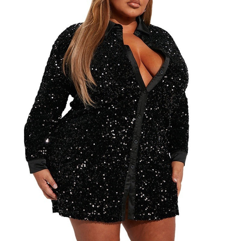 Women's Fashionable Sequins Long-sleeved Coat