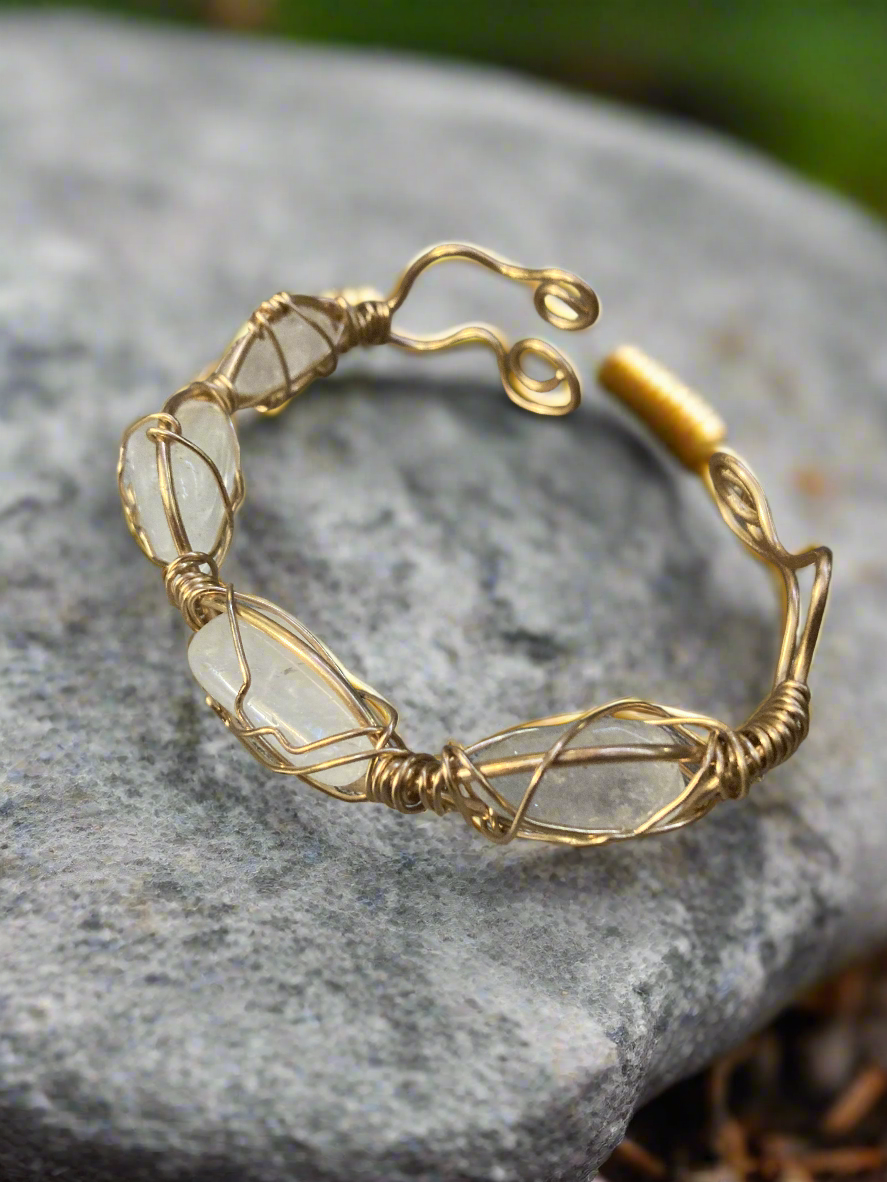 Brass And Clear Quartz Custom Bracelet