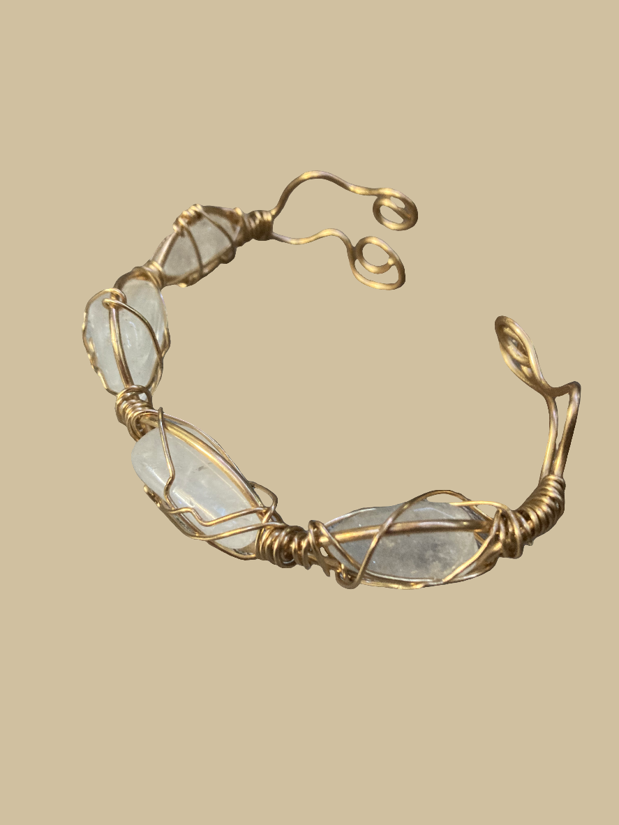 Brass And Clear Quartz Custom Bracelet