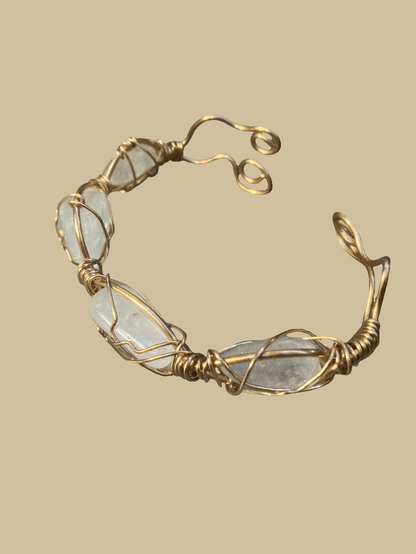 Brass And Clear Quartz Custom Bracelet