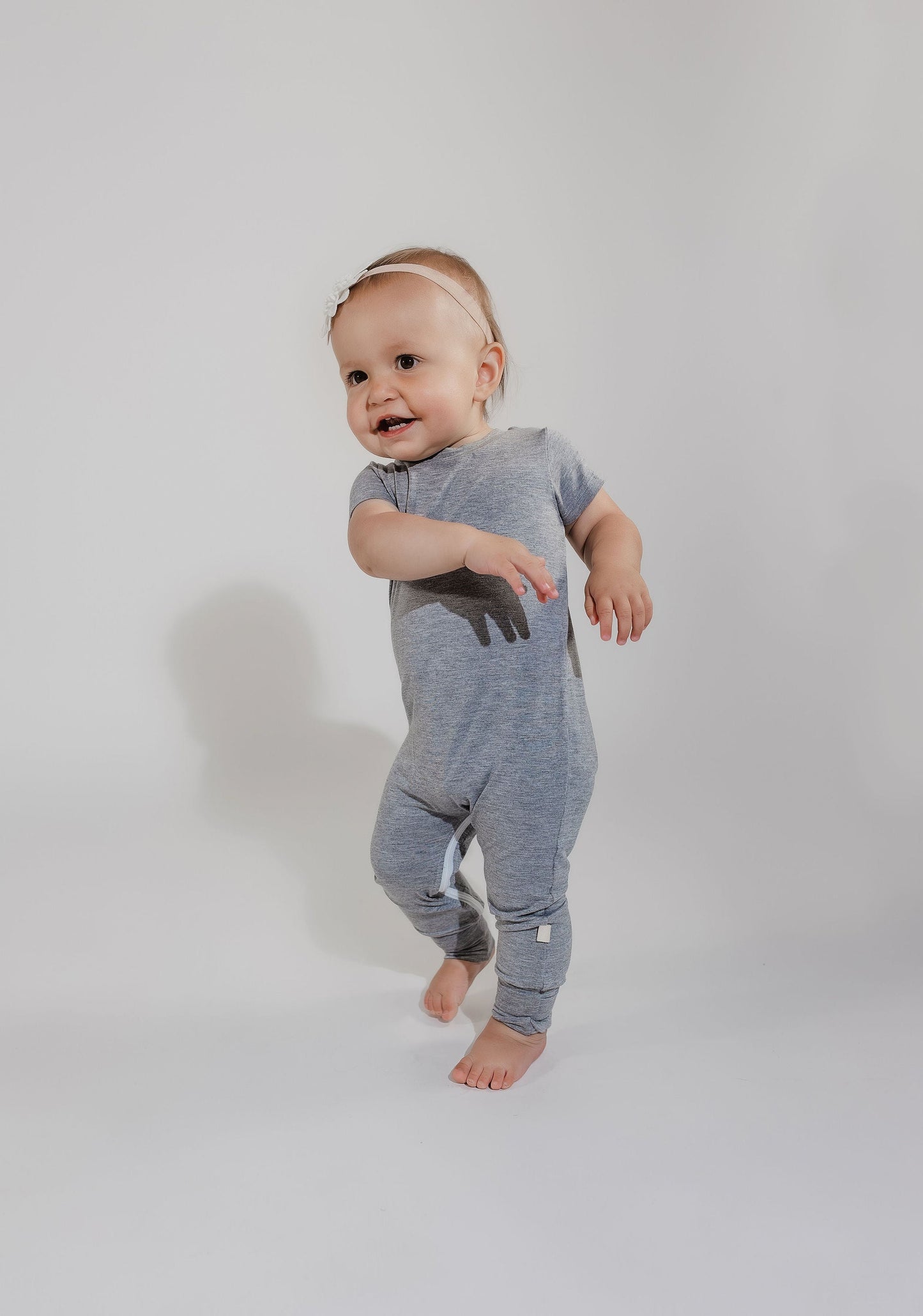Grey Bamboo Lyocell Zip Romper