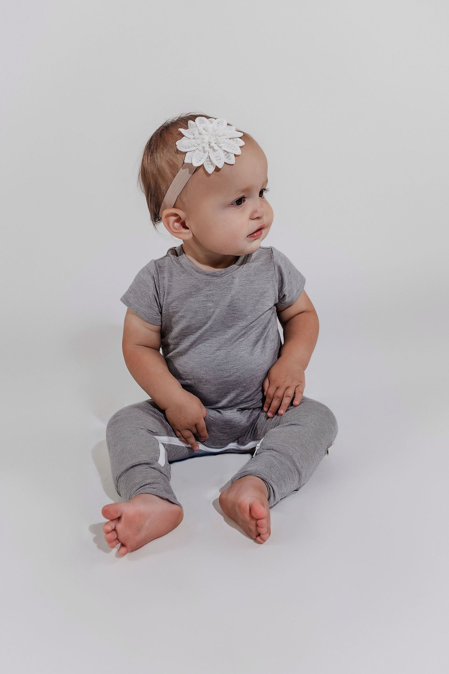 Grey Bamboo Lyocell Zip Romper