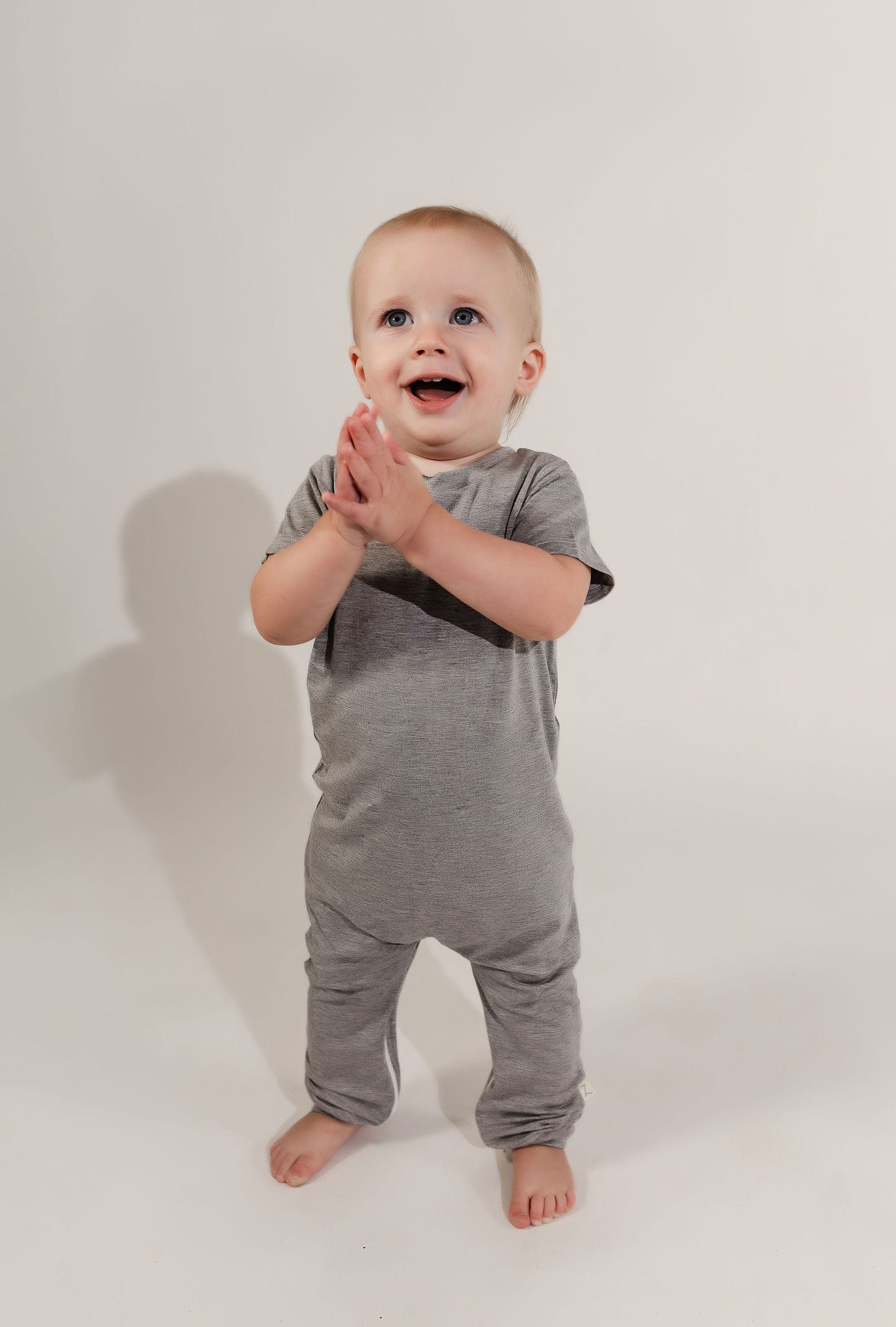 Grey Bamboo Lyocell Zip Romper