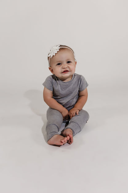 Grey Bamboo Lyocell Zip Romper