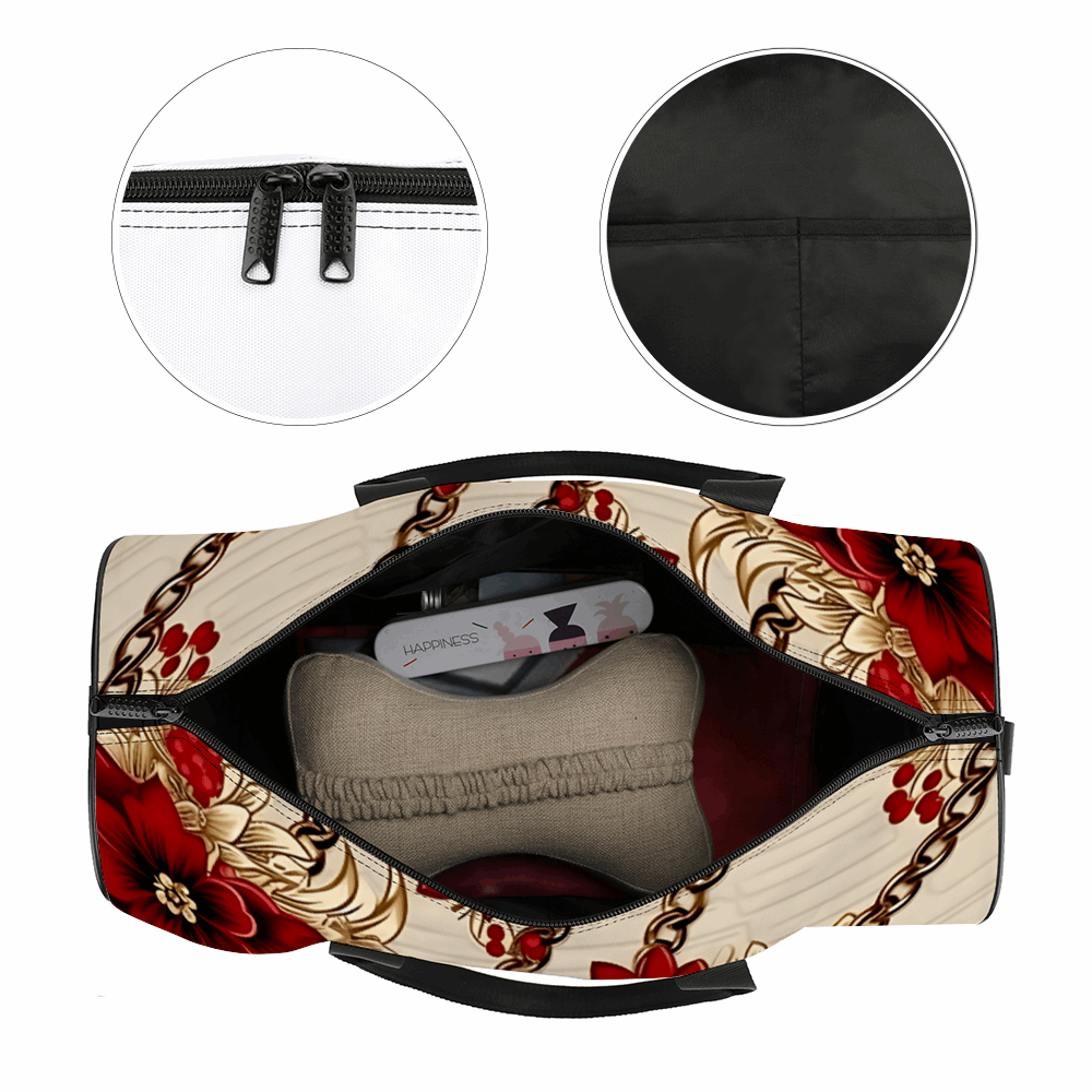 Burgandy & Light Brown Large Travel Luggage Gym Bags Duffel Bags