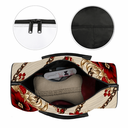 Burgandy & Light Brown Large Travel Luggage Gym Bags Duffel Bags