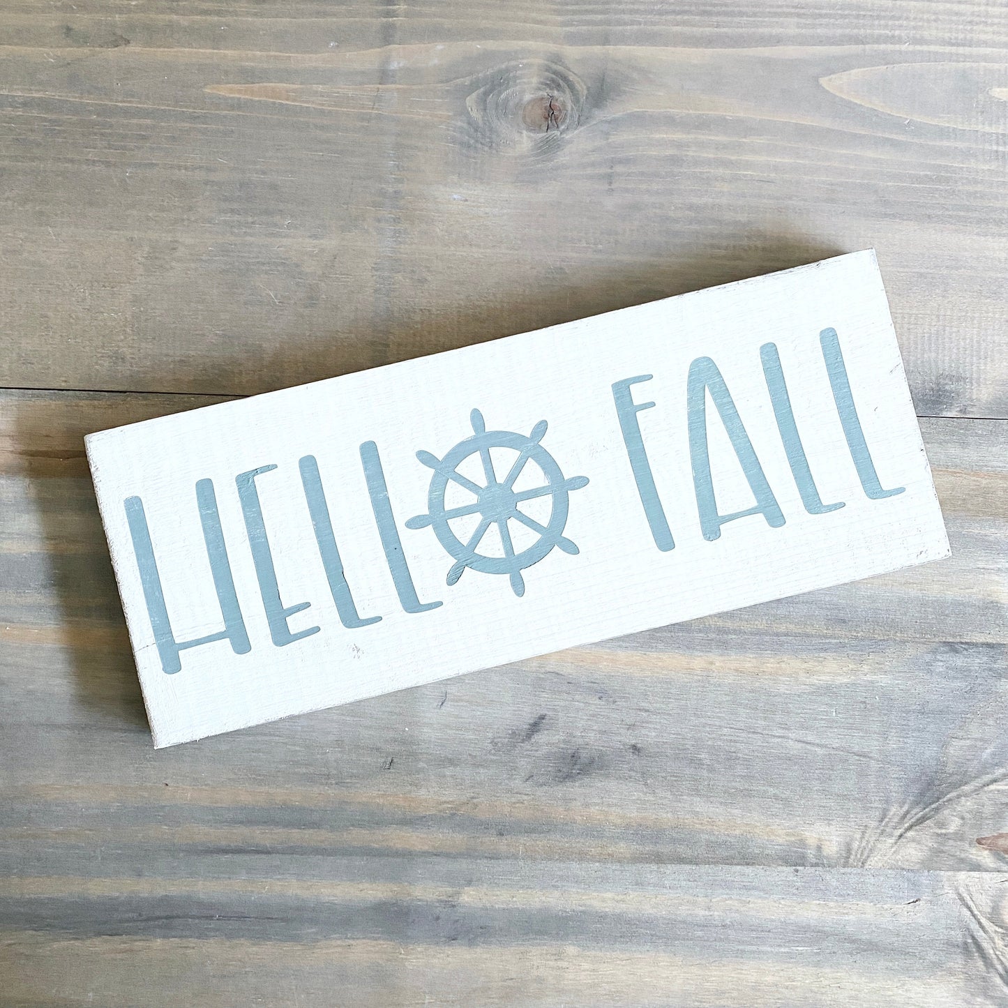 Hello Fall Ship Wheel Sign