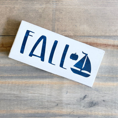 Fall Boat Pumpkin sign, 8 x 3.5 in