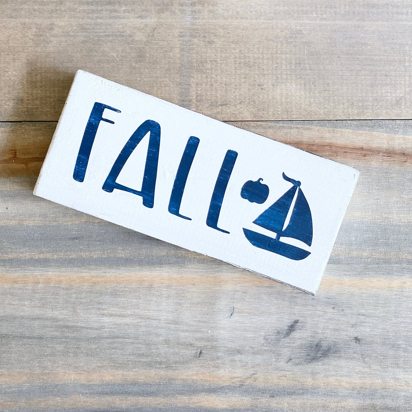 Fall Boat Pumpkin sign, 8 x 3.5 in