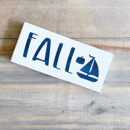 Fall Boat Pumpkin sign, 8 x 3.5 in