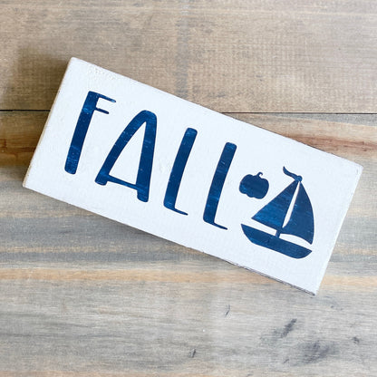 Fall Boat Pumpkin sign, 8 x 3.5 in