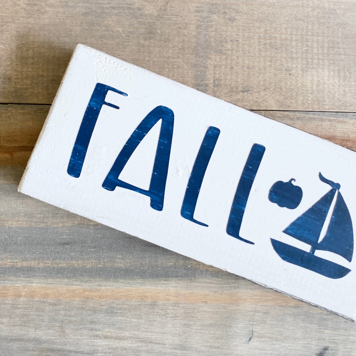 Fall Boat Pumpkin sign, 8 x 3.5 in
