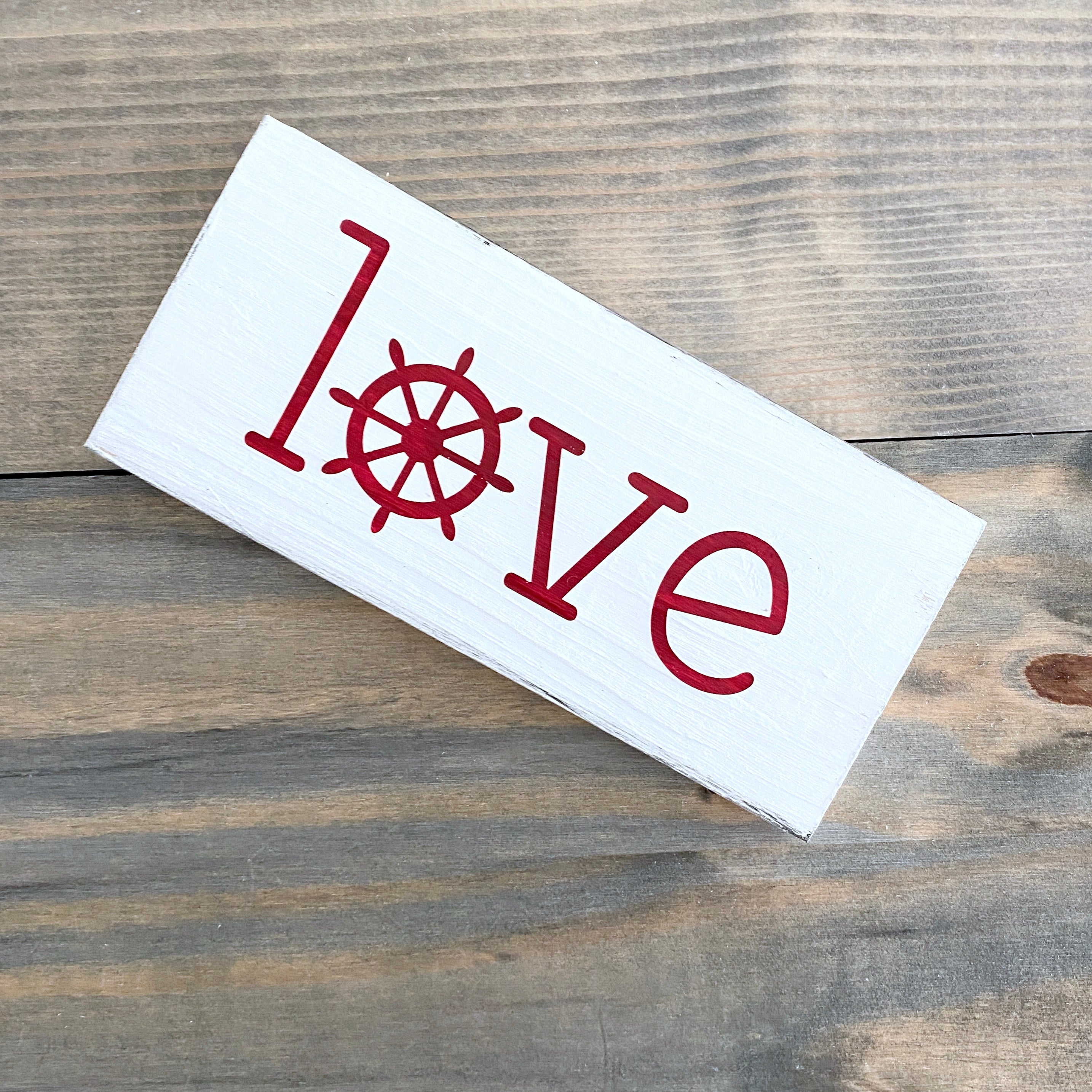Small Love Ship Wheel Sign
