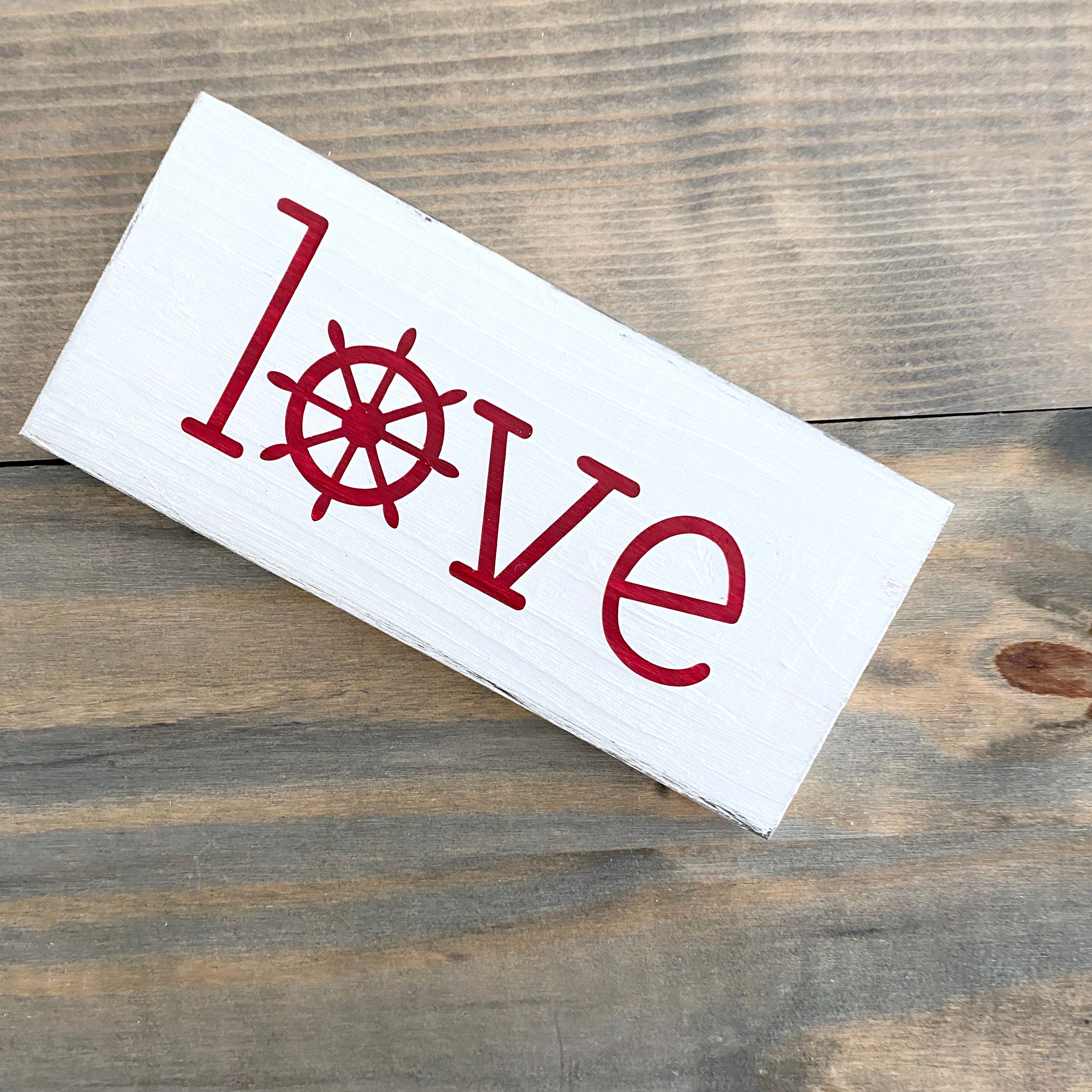 Small Love Ship Wheel Sign