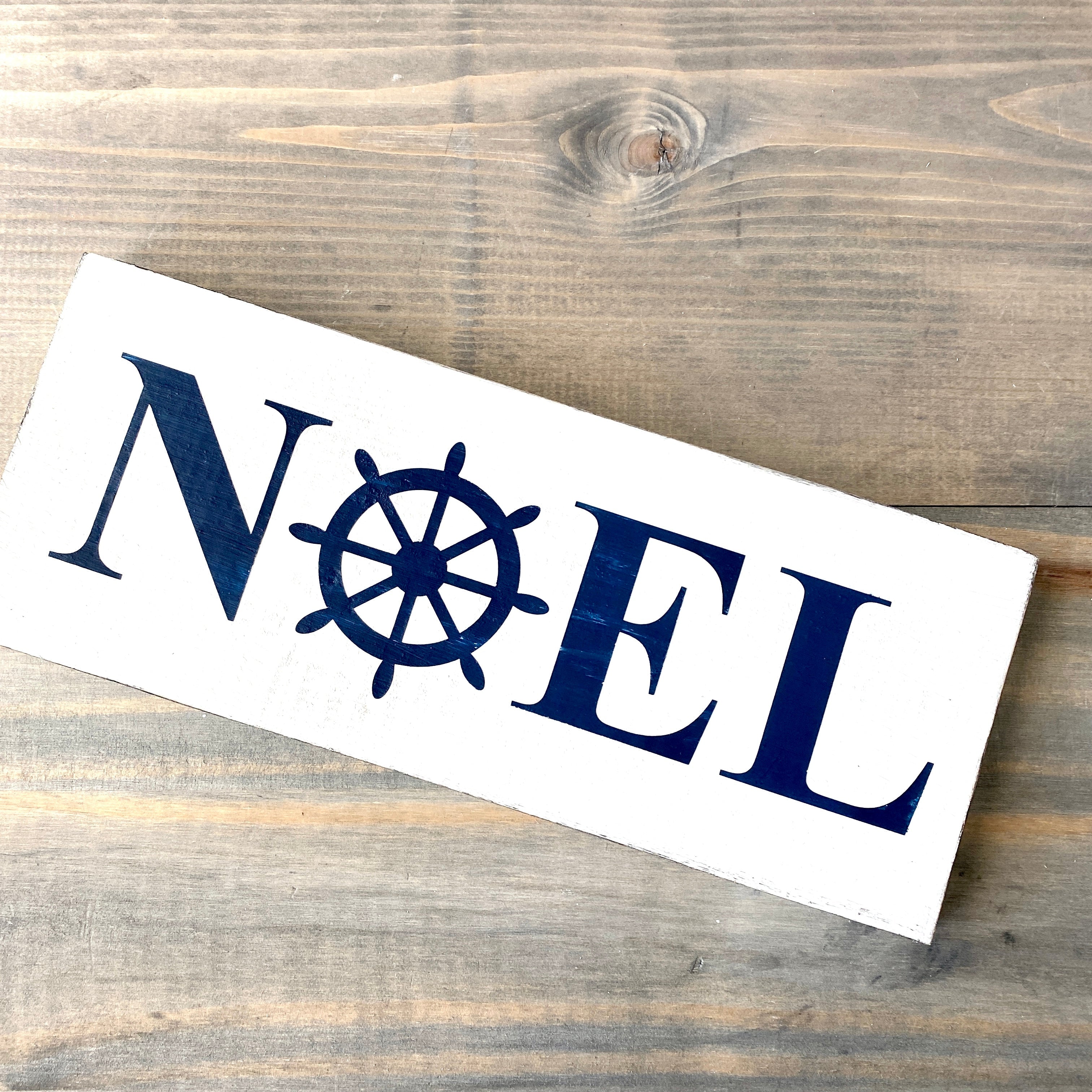Noel Ship Wheel Sign