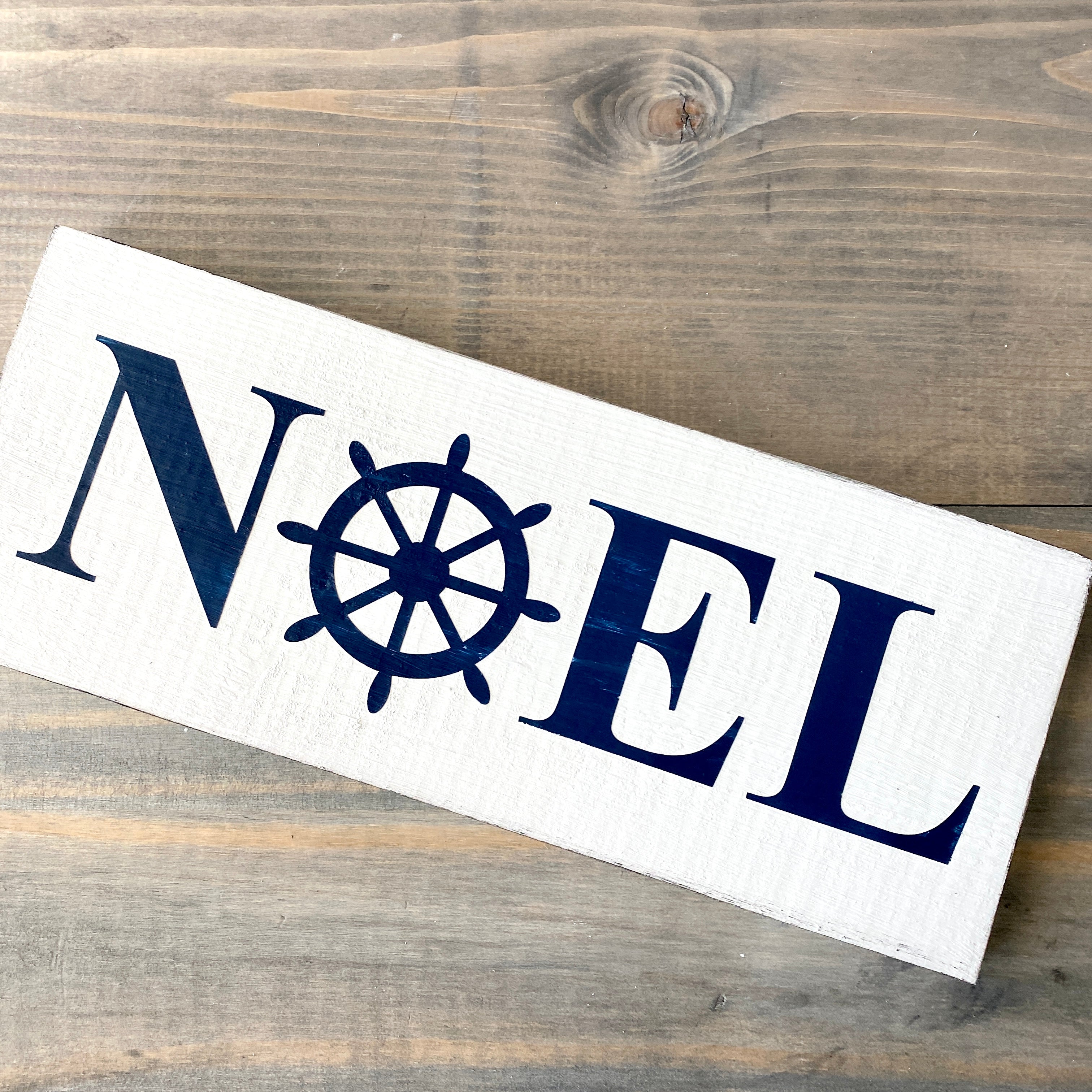 Noel Ship Wheel Sign
