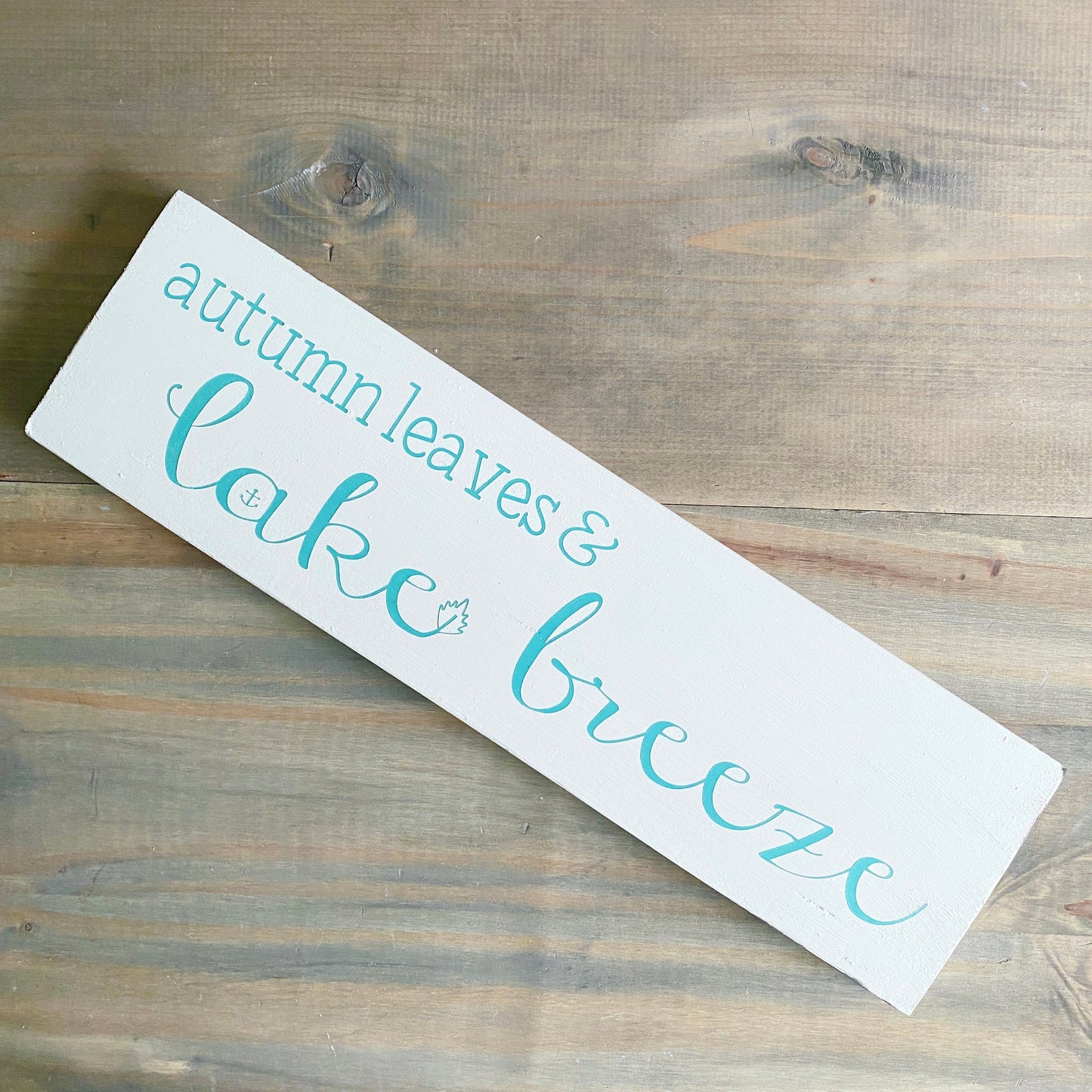 Autumn Leaves Lake Breeze Sign, 20 x 6 in