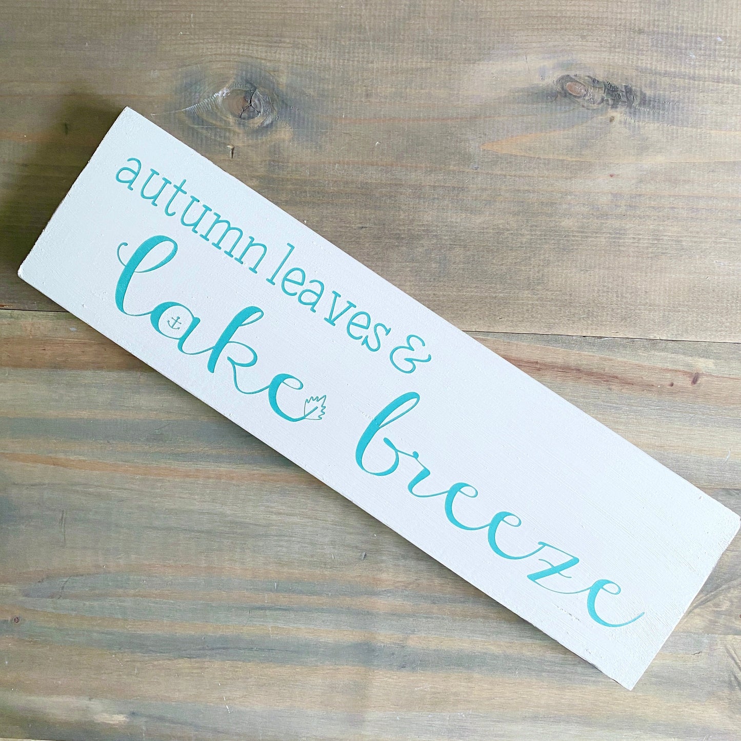 Autumn Leaves Lake Breeze Sign, 20 x 6 in