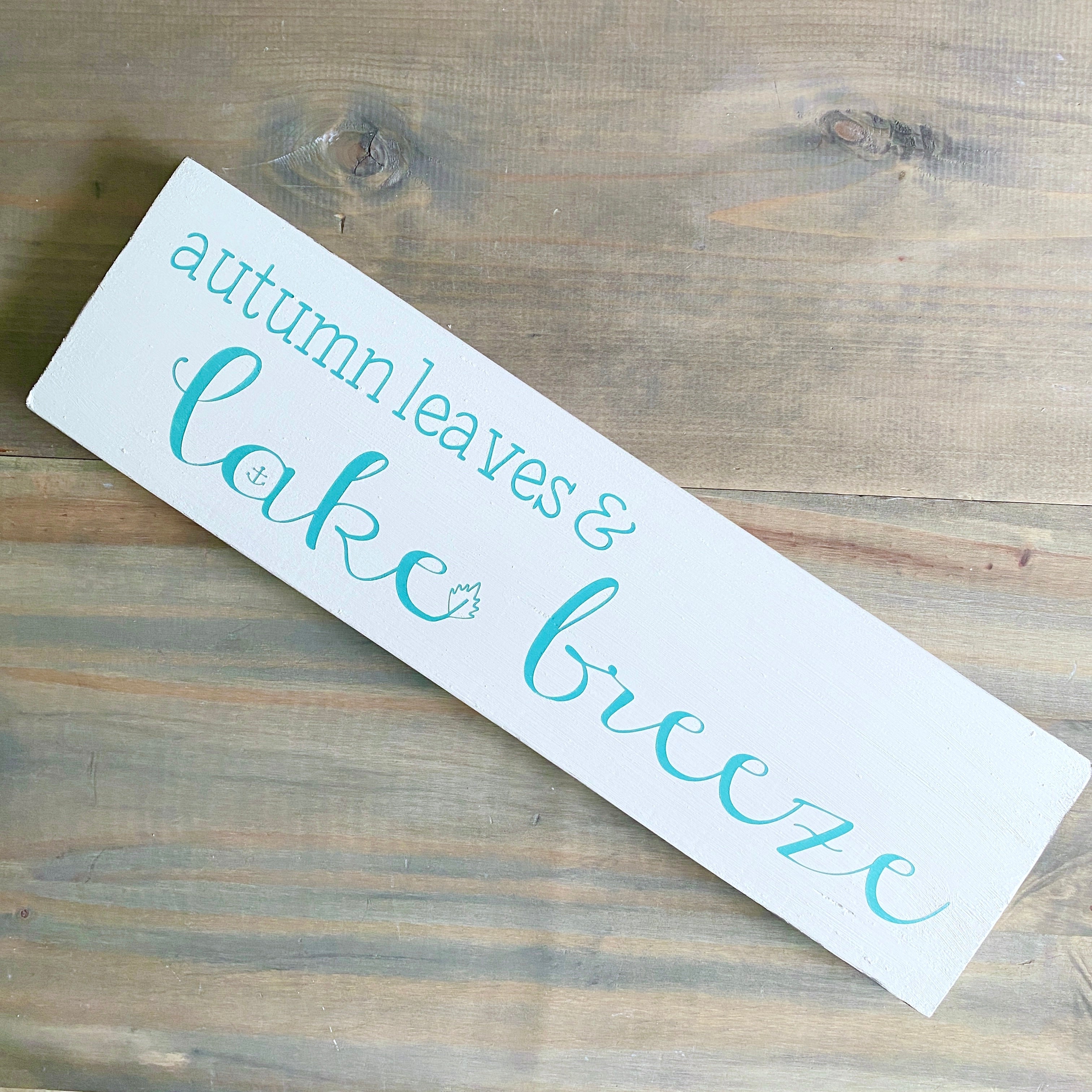 Autumn Leaves Lake Breeze Sign, 20 x 6 in