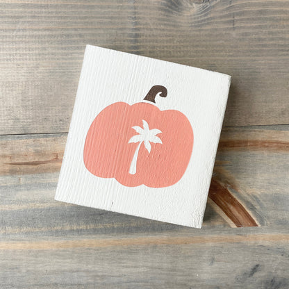 Palm Tree Pumpkin Sign, 6 x 6in