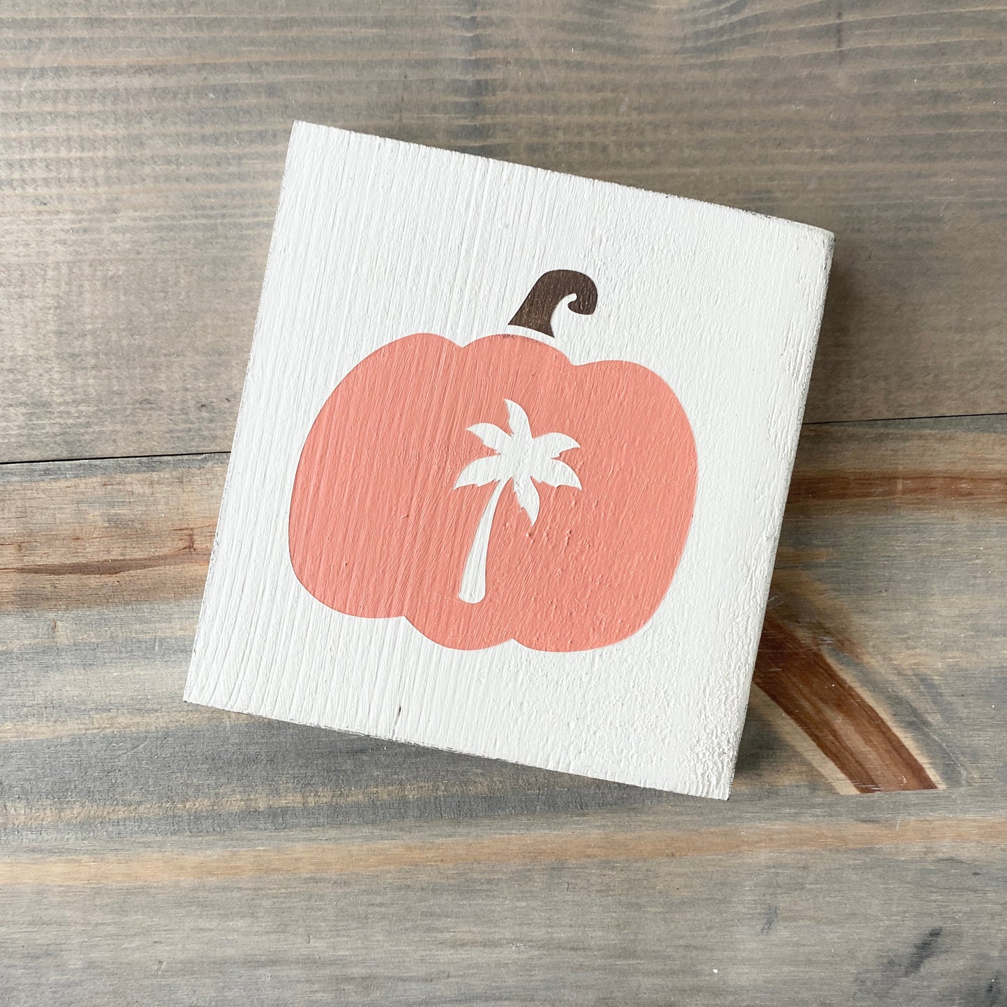 Palm Tree Pumpkin Sign, 6 x 6in