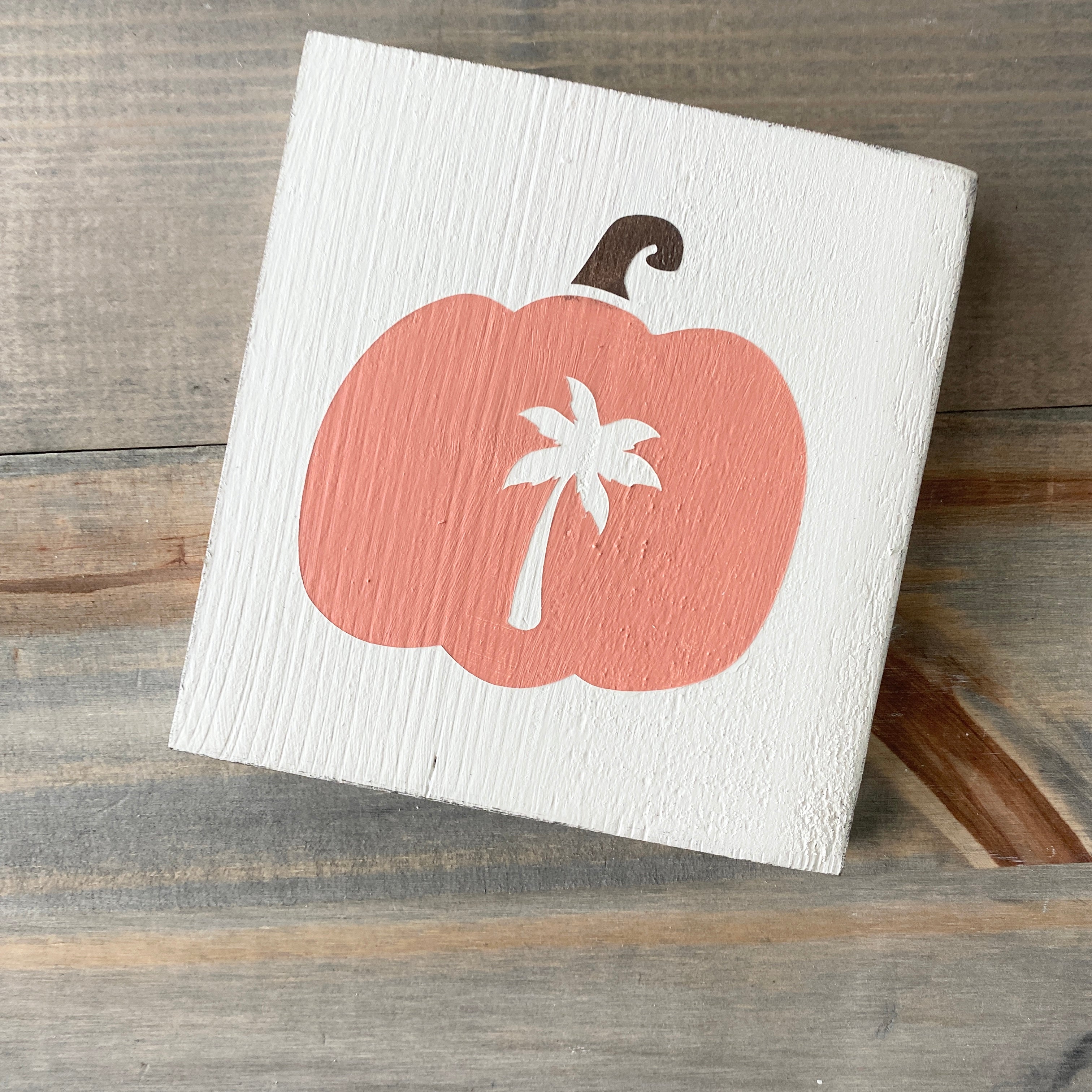 Palm Tree Pumpkin Sign, 6 x 6in