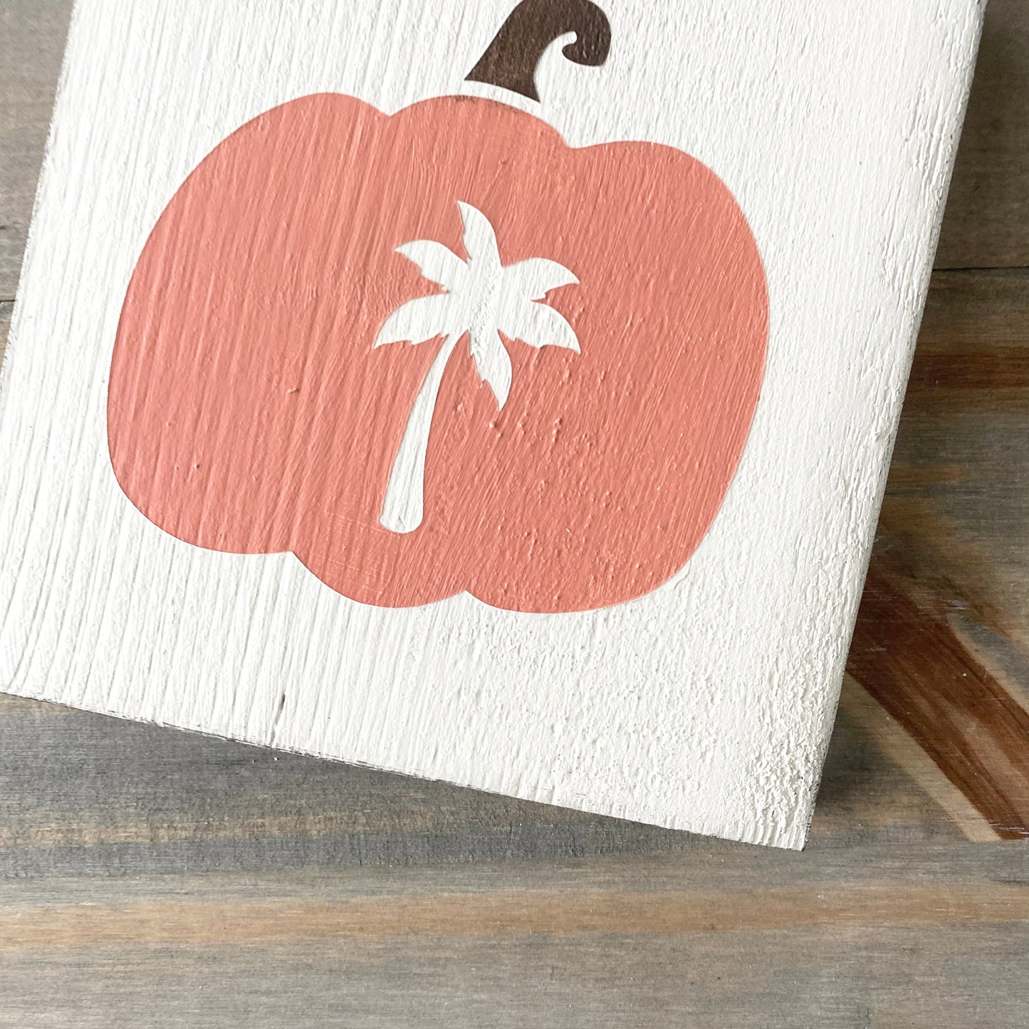 Palm Tree Pumpkin Sign, 6 x 6in