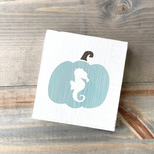 Seahorse Pumpkin Sign, 6 x 6in