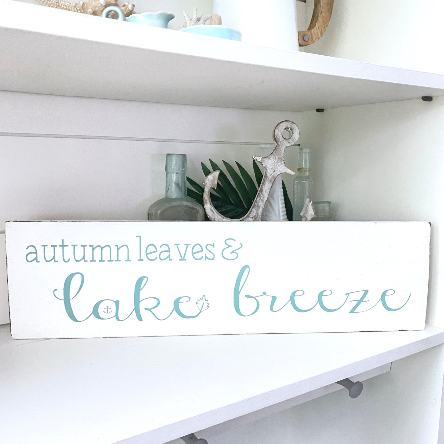 Autumn Leaves Lake Breeze Sign, 20 x 6 in