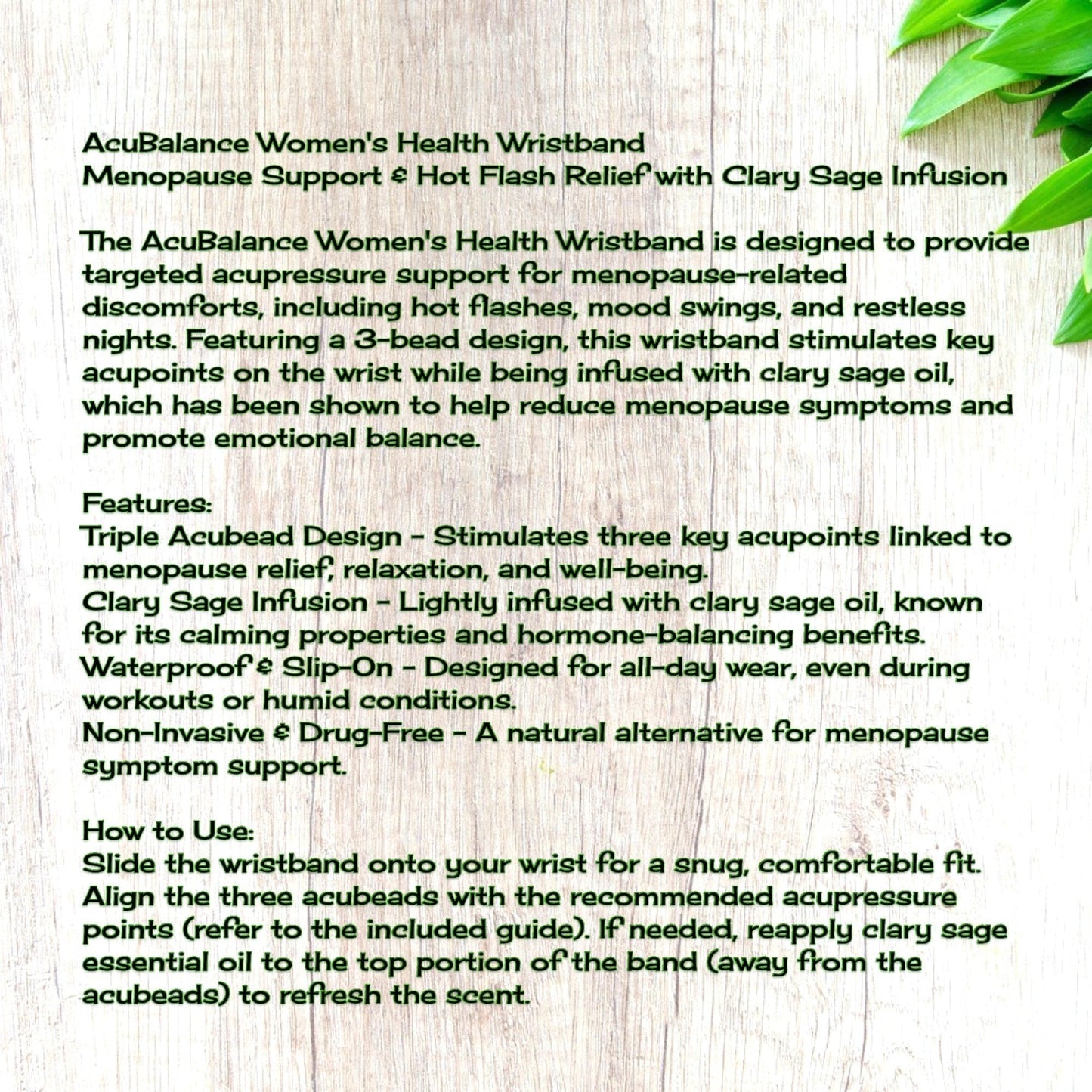 Menopause Relief Bracelet – Stress & Hot Flash Support, Clary Sage