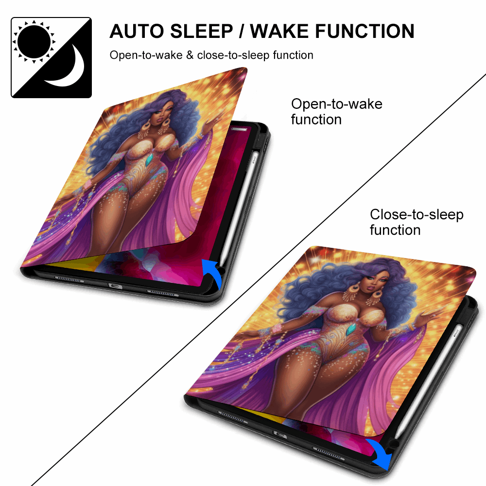 African American Women IPad Case with Apple Pencil Holder for iPad 2020 iPad Pro 2020/2021 and iPad 2020 Air4