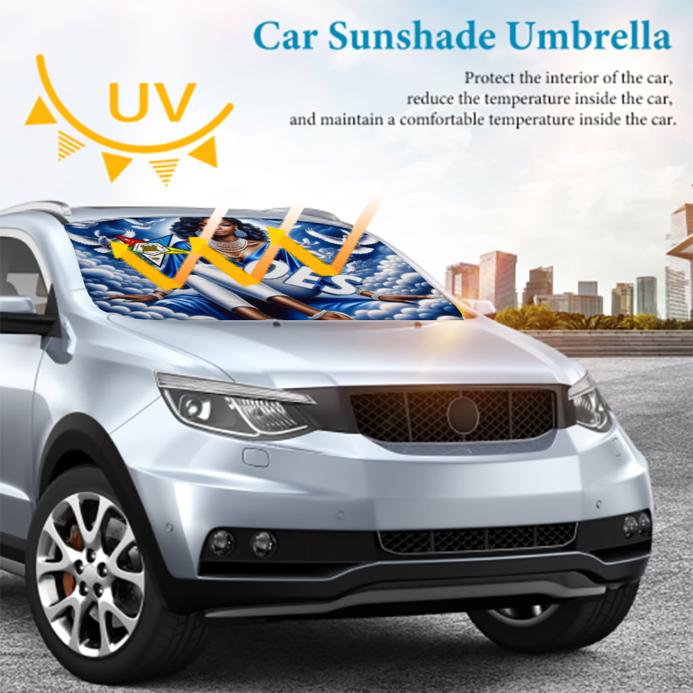 Blue Sky, OES, Sisterhood, Eastern Star, Sorority, Sistar Car Sunshade Umbrella Lightweight and Portable Cover Foldable Auto Protection Accessories