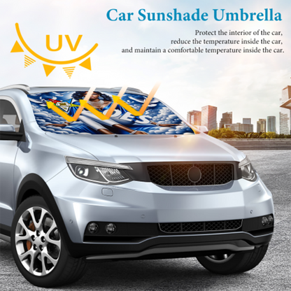 Blue Sky, OES, Sisterhood, Eastern Star, Sorority, Sistar Car Sunshade Umbrella Lightweight and Portable Cover Foldable Auto Protection Accessories