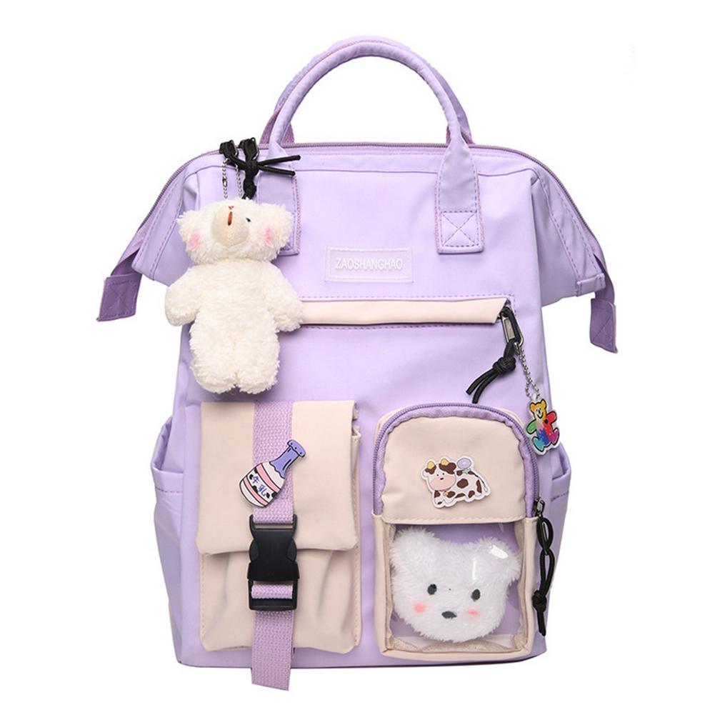 2021 Preppy Purple Backpack Women Waterproof Candy Colors Backpacks Fancy High School Bags for Teenage Girl Cute Travel Rucksack