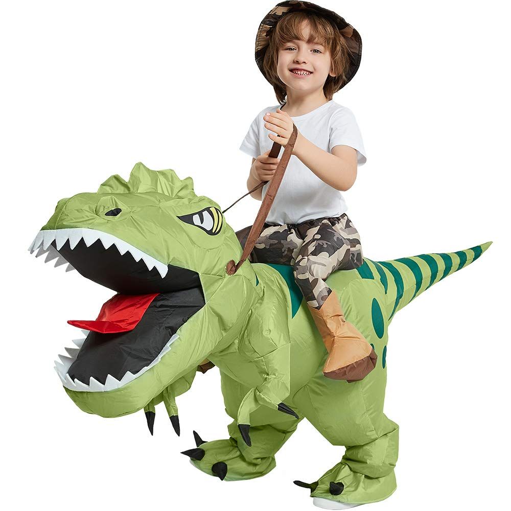 New Hot Sale Funny Child Adult Inflatable Riding Green Dinosaur Cosplay Costume Kids Fancy Dress Halloween Holiday Theme Party
