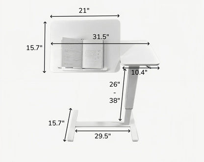 Overbed Bedside Desk Mobile Rolling Laptop Stand Tilting Overbed Table with Wheels Height Adjustable Tray Table for Laptop Bed Sofa Side Table ,Bedside Table(WHITE)