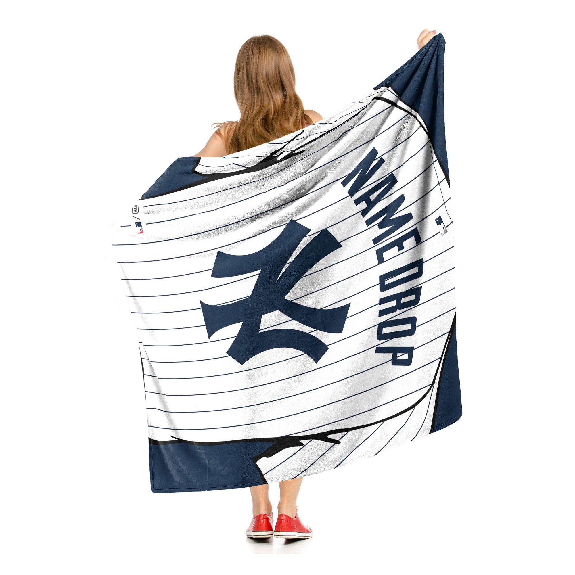 [Personalization Only] OFFICIAL MLB Jersey Personalized Silk Touch Throw Blanket - Yankees