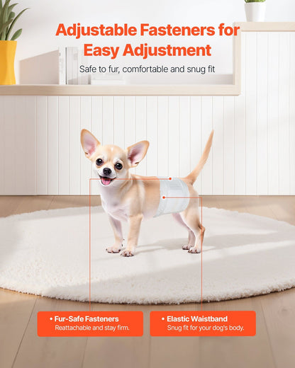 Disposable Male Dog Diapers Super Absorbent Male Dog Wrap XS Size 96 Count