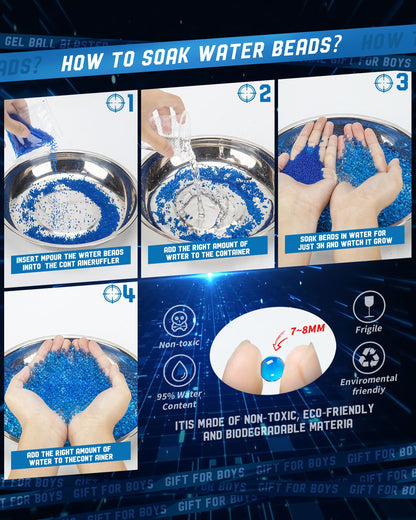 Electric Gel Ball Blaster, High-Speed Gelfire Blaster for Orbeez with 30000 Gel Rounds and Eyewear, Splatter Ball Toys for Outdoor Shooting Game Party Gift Ages 14 & Up, Red Sentinel