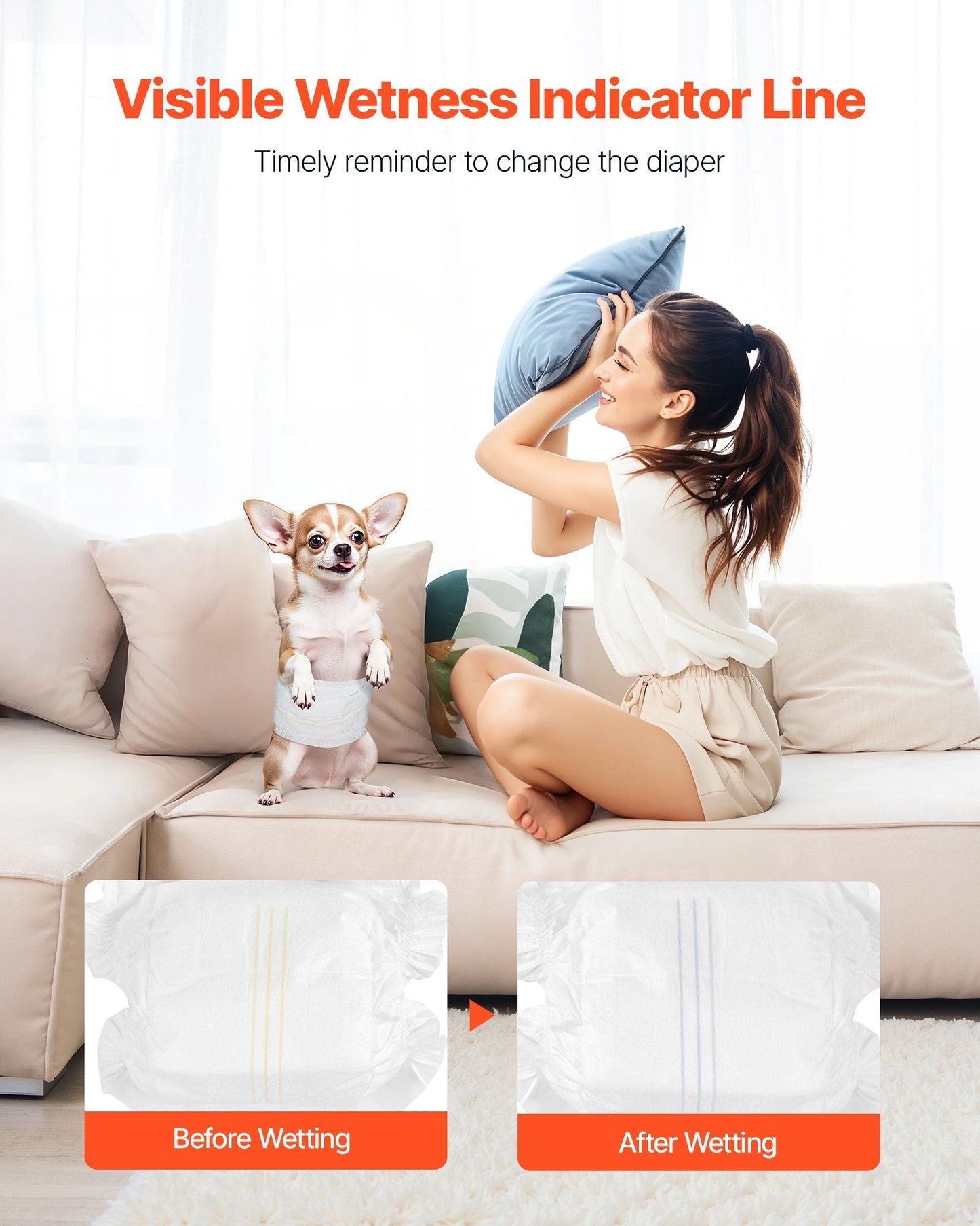 Disposable Male Dog Diapers Super Absorbent Male Dog Wrap XS Size 96 Count