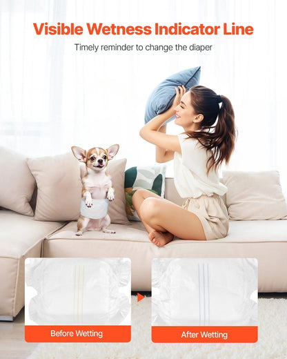 Disposable Male Dog Diapers Super Absorbent Male Dog Wrap XS Size 96 Count