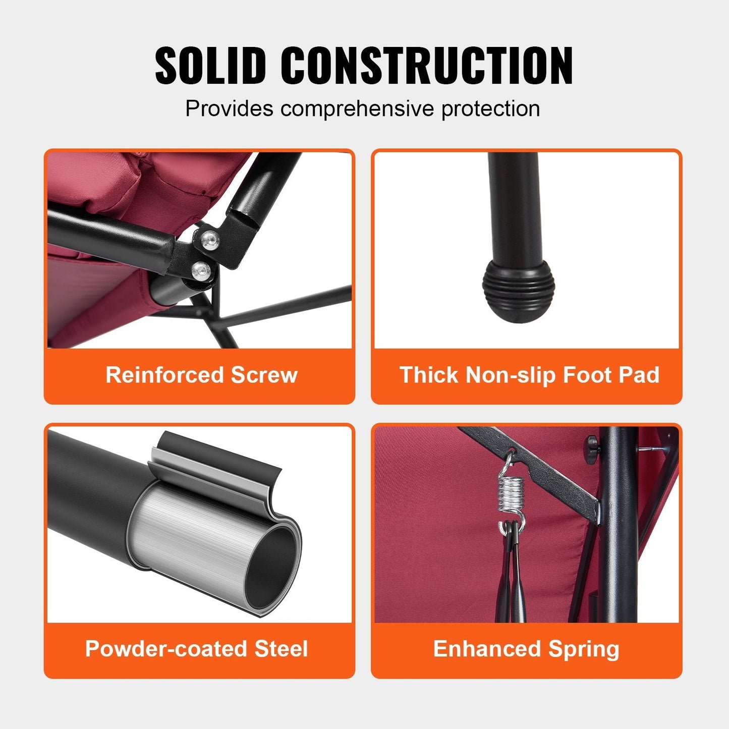 3-Seat Patio Swing Chair, Converting Canopy Swing, Outdoor Patio Porch with Adjustable Canopy, Removable Thick Cushion and Alloy Steel Frame, for Balcony, Backyard, Poolside, Burgundy