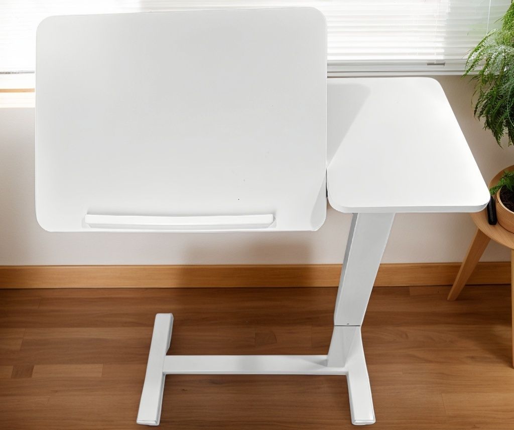 Overbed Bedside Desk Mobile Rolling Laptop Stand Tilting Overbed Table with Wheels Height Adjustable Tray Table for Laptop Bed Sofa Side Table ,Bedside Table(WHITE)