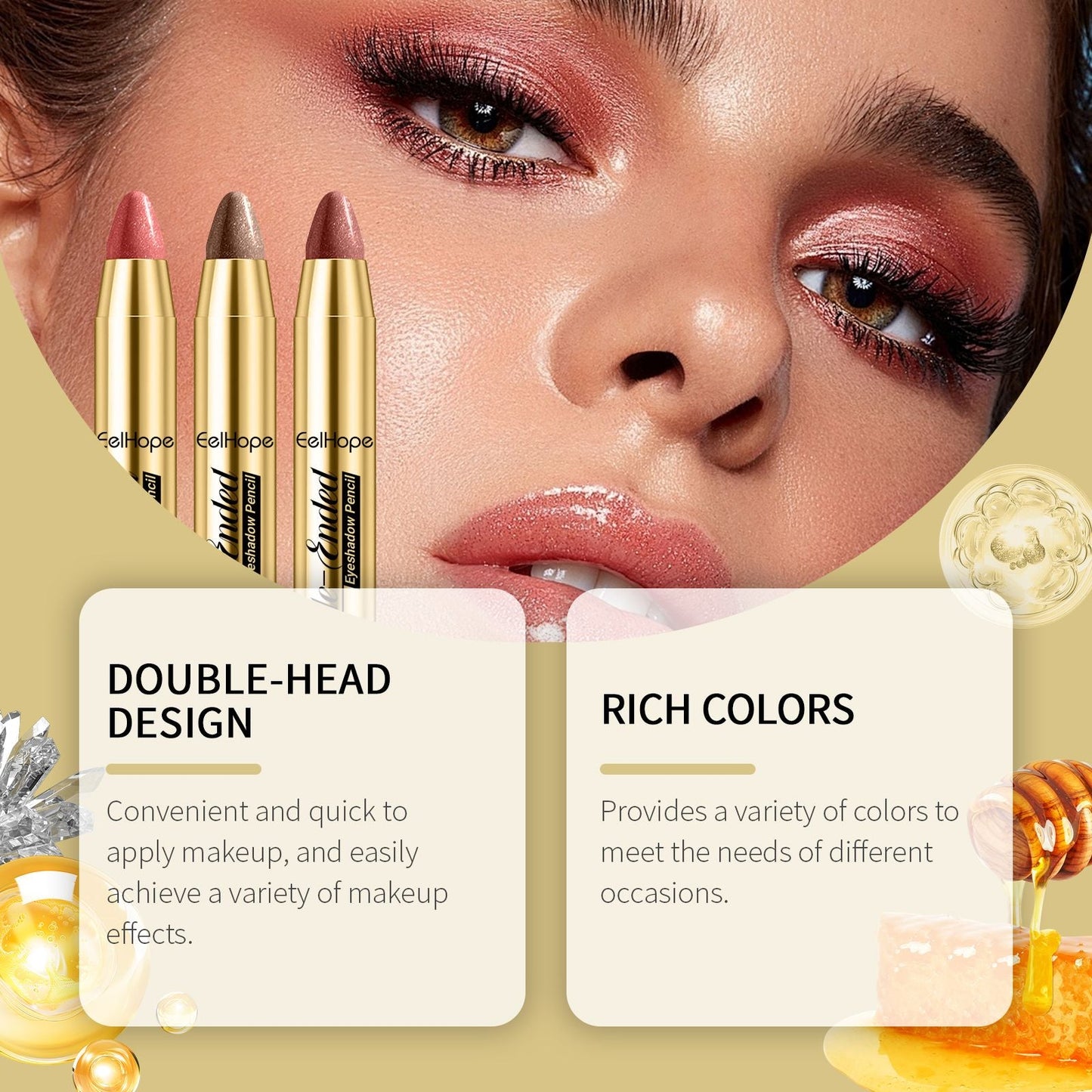 Eelhope Dazzling Eyeshadow Stick A Touch Of Outline Captivating Eye Makeup Light Up Makeup Three-Dimensional Color Sparkle Eyeshadow