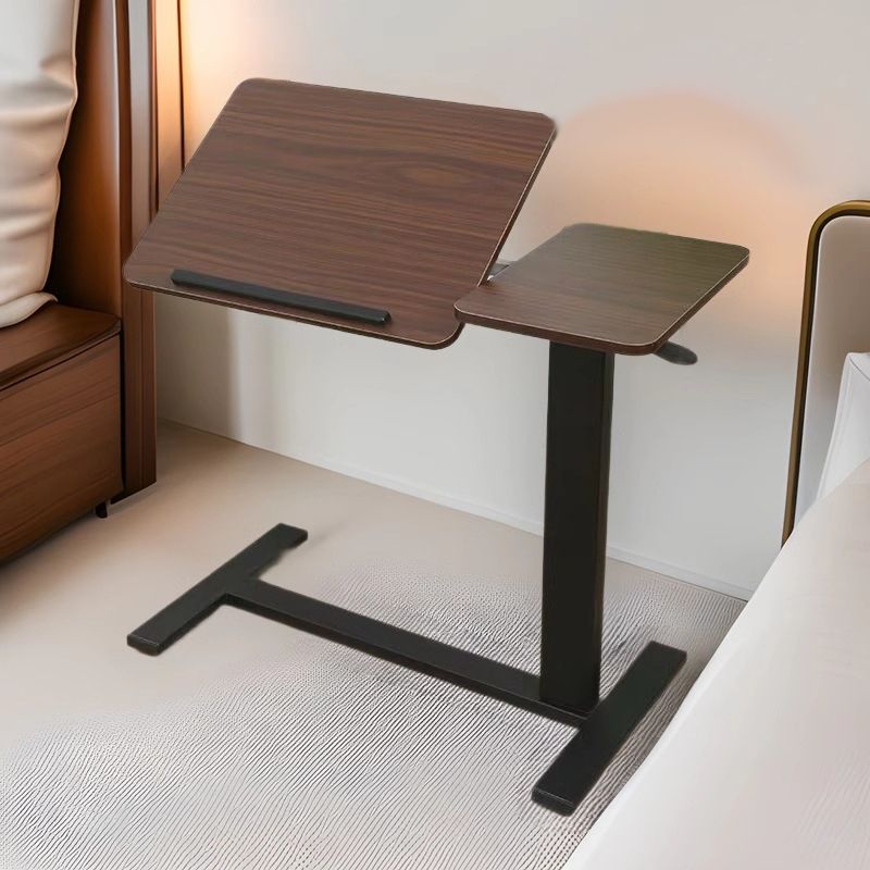 Bedside Table,Folding Overbed Bedside Desk Mobile Rolling Laptop Stand Tilting Overbed Table with Wheels Height Adjustable Tray Table for Laptop Bed Sofa Side Table (WALNUT)