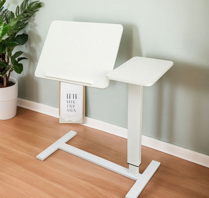 Overbed Bedside Desk Mobile Rolling Laptop Stand Tilting Overbed Table with Wheels Height Adjustable Tray Table for Laptop Bed Sofa Side Table ,Bedside Table(WHITE)