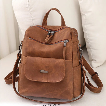 Ladies' leather bag - caramel color