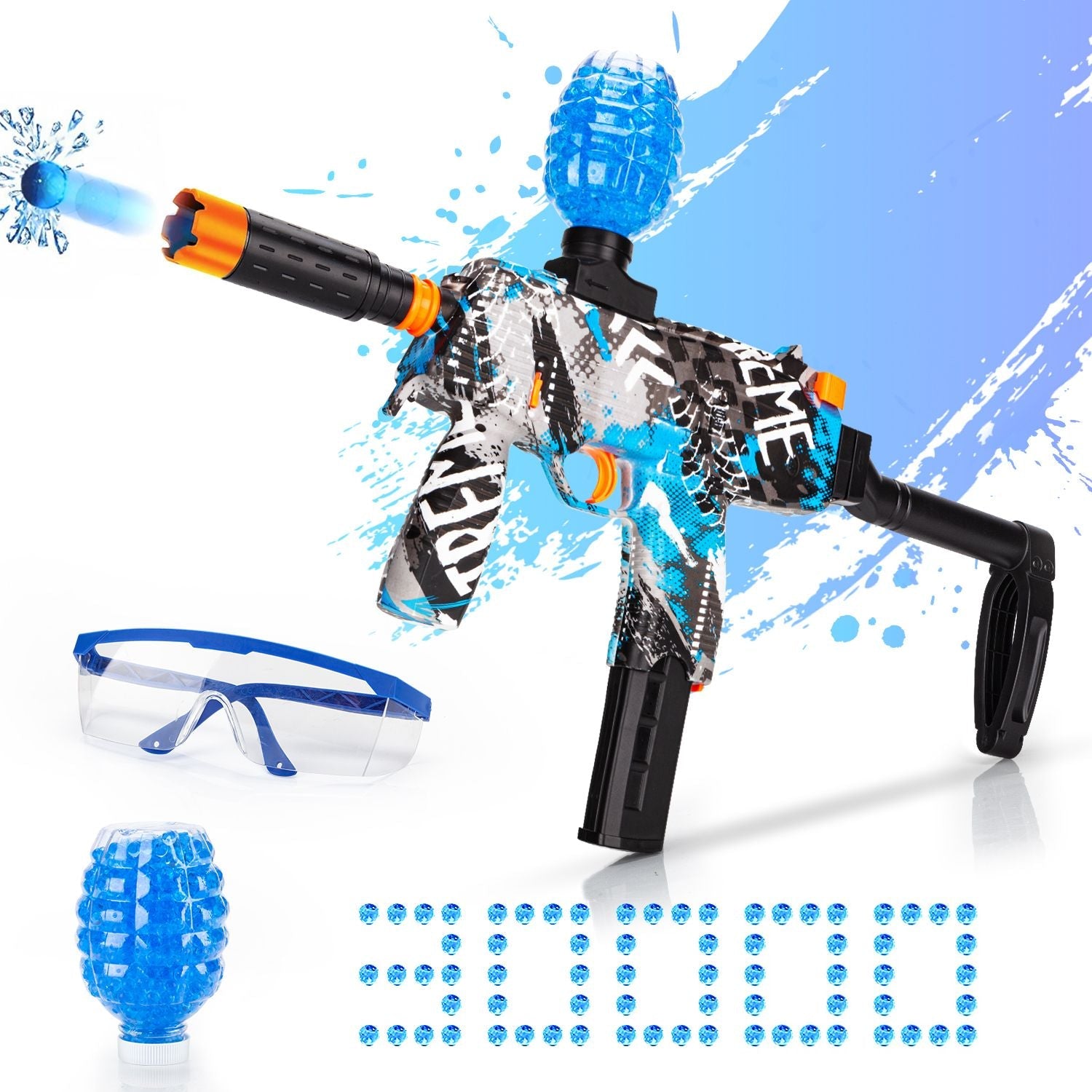 Electric Gel Ball Blaster, High-Speed Gelfire Blaster for Orbeez with 30000 Gel Rounds and Eyewear, Splatter Ball Toys for Outdoor Shooting Game Party Gift Ages 14 & Up, Red Sentinel